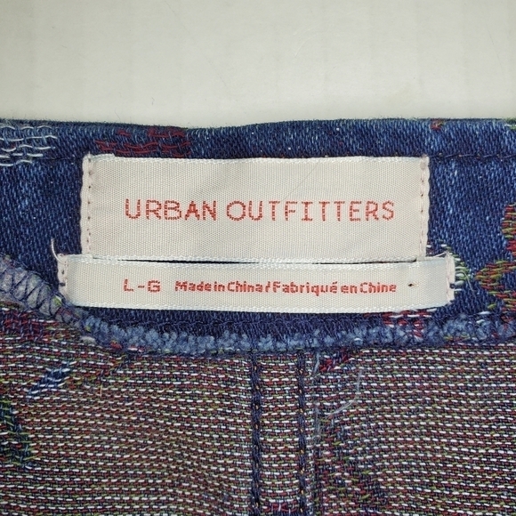 Urban Outfitters High Waisted Denim Floral Mini Skirt L - Picture 7 of 10